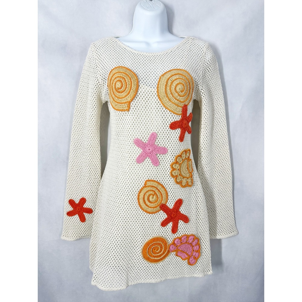 The Wolf Gang Enza Long Sleeve Seashell Crème Mini Dress Women's Size Small NEW - Picture 2 of 12
